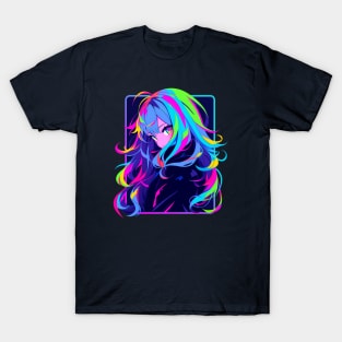 Beautiful Cyber Anime Girl Portrait T-Shirt